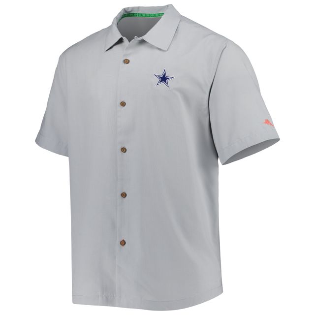 Chemise boutonnée Tommy Bahama gris Dallas Cowboys Coconut Point Frondly Fan Camp IslandZone pour hommes