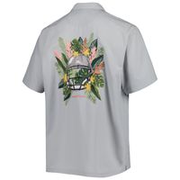 Men's Tommy Bahama Gray Dallas Cowboys Coconut Point Frondly Fan Camp IslandZone Button-Up Shirt