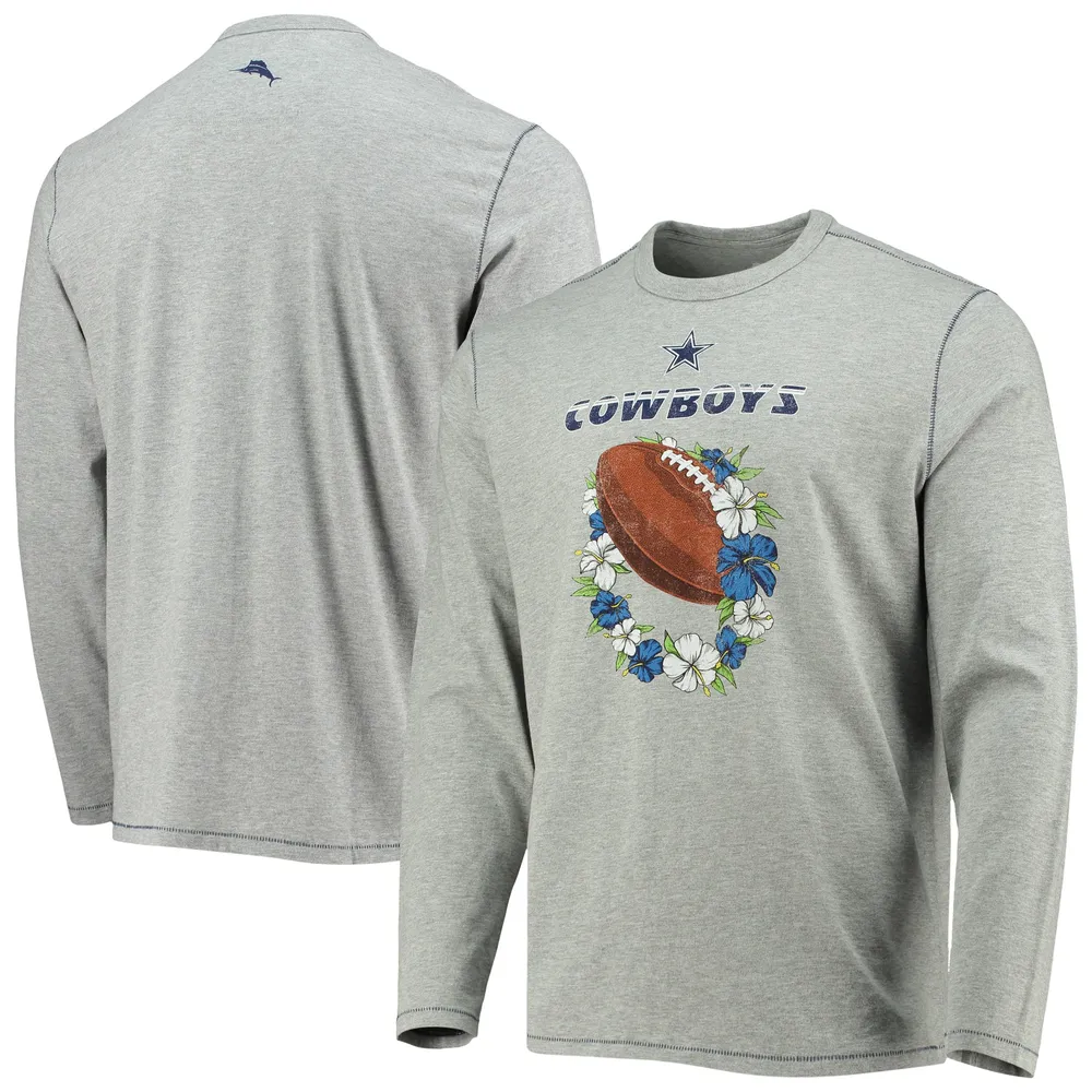 Dallas Cowboys Long Sleeve Gray NFL Shirt Front and Sleeve Graphic