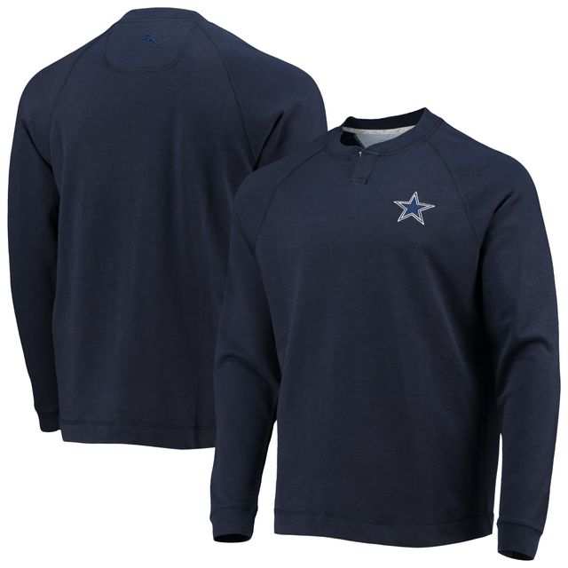 T-shirt à manches longues Tommy Bahama Navy Dallas Cowboys Sunset Slub Raglan Henley pour hommes