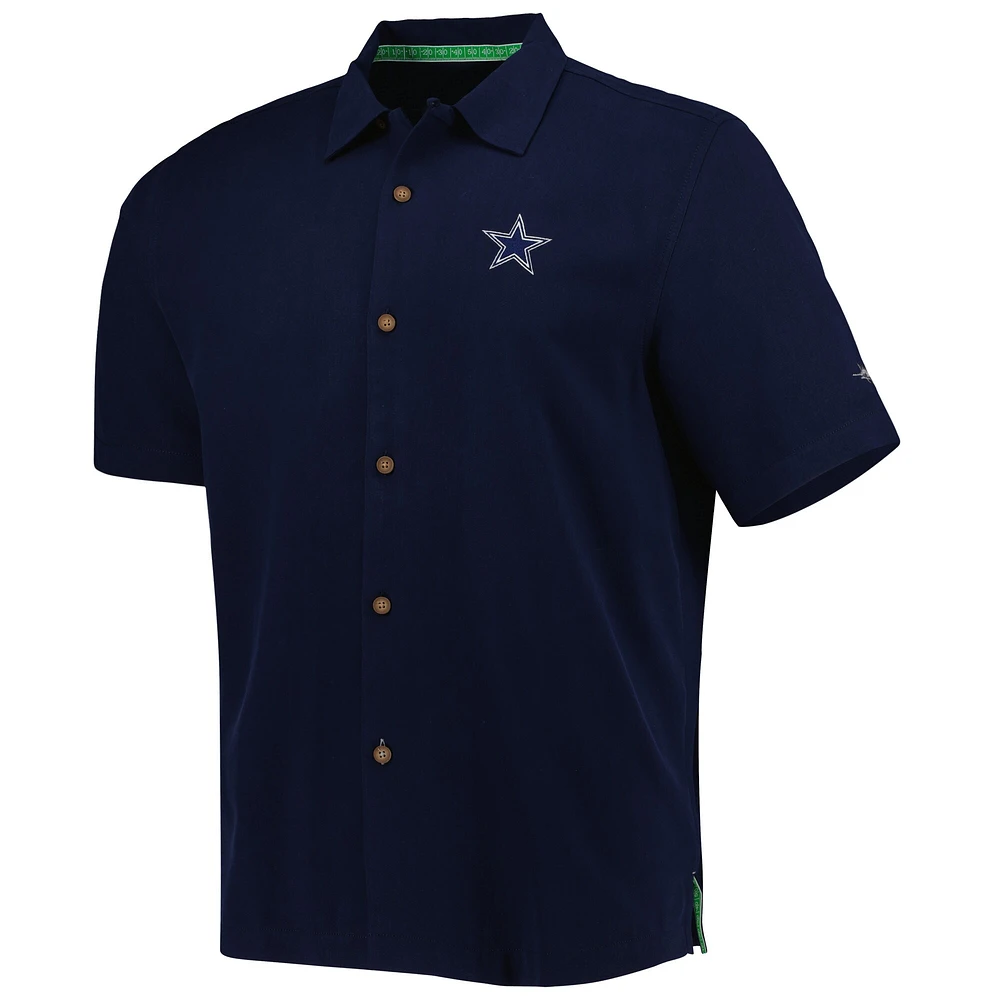 Men's Tommy Bahama Navy Dallas Cowboys Top of Your Game Camp Button-Up Shirt