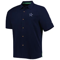 Men's Tommy Bahama Navy Dallas Cowboys Top of Your Game Camp Button-Up Shirt