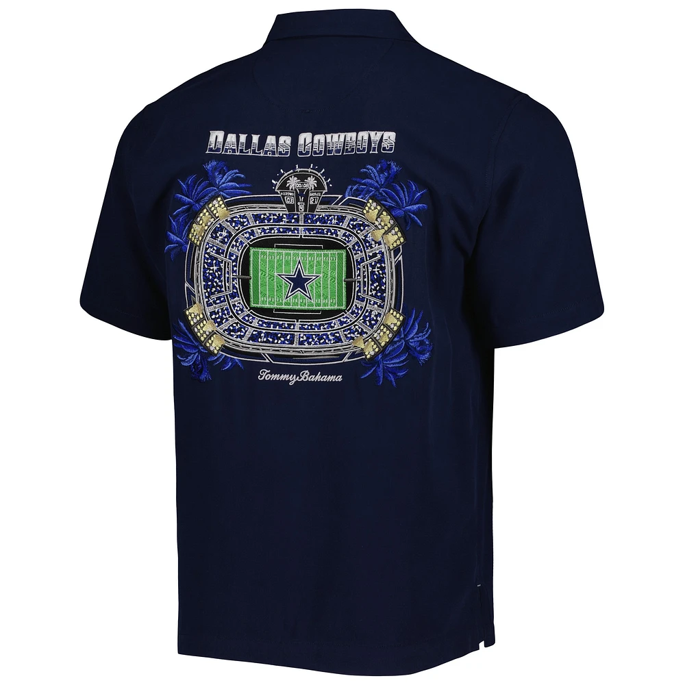 Men's Tommy Bahama Navy Dallas Cowboys Top of Your Game Camp Button-Up Shirt