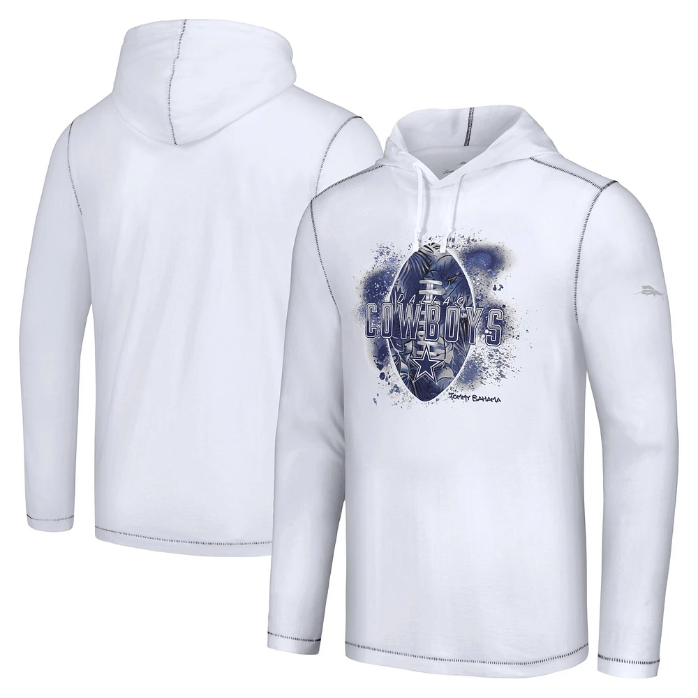 Sweat à capuche blanc Tommy Bahama pour hommes des Dallas Cowboys Graffiti Touchdown