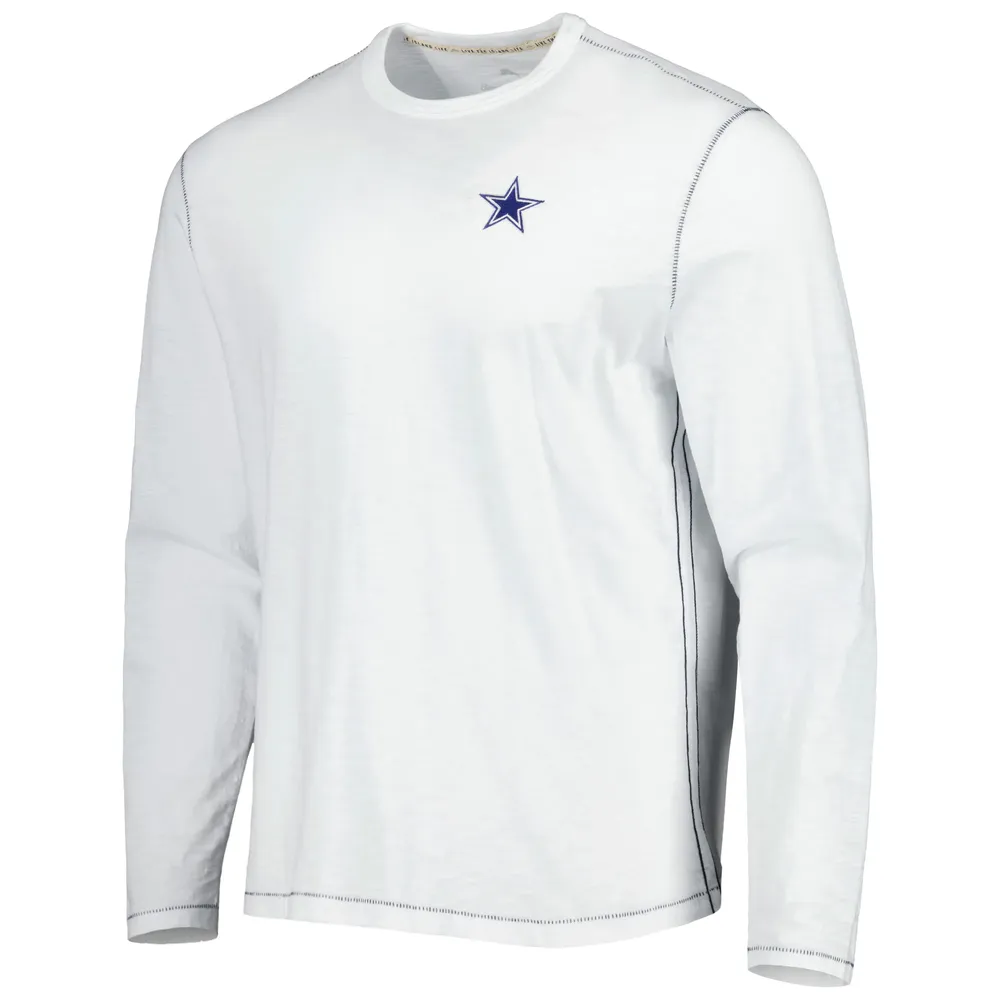 T-shirt à manches longues Tommy Bahama pour hommes, Dallas Cowboys Laces Out Billboard, blanc