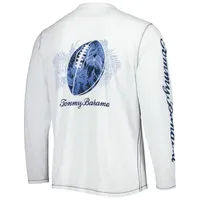 T-shirt à manches longues Tommy Bahama pour hommes, Dallas Cowboys Laces Out Billboard, blanc