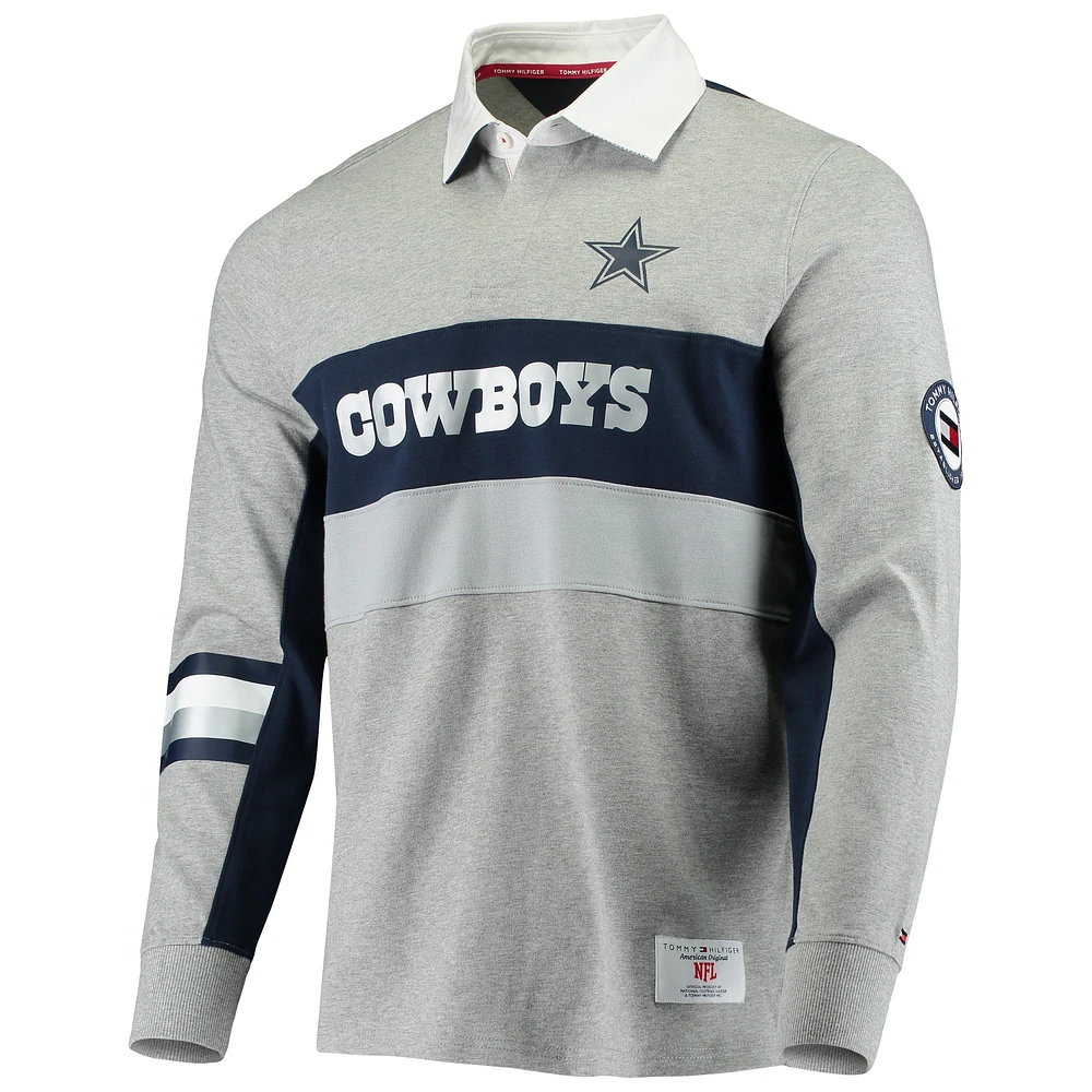 Men's Tommy Hilfiger Heathered Gray Dallas Cowboys Rugby Long Sleeve Polo