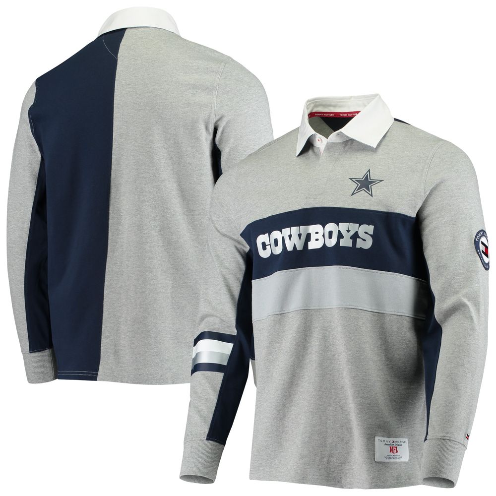 Men's Tommy Hilfiger Heathered Gray Dallas Cowboys Rugby Long Sleeve Polo