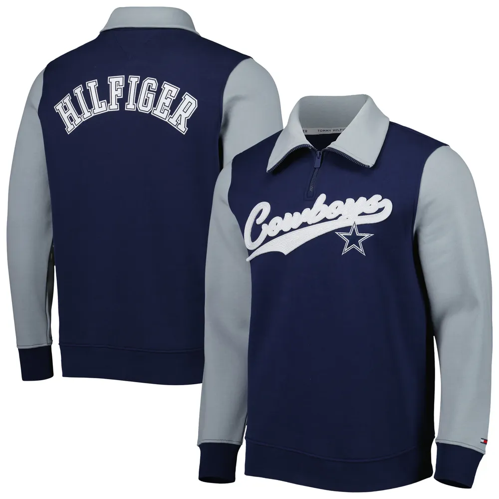 Men's Tommy Hilfiger Navy/Silver Dallas Cowboys Aiden Quarter-Zip Sweatshirt