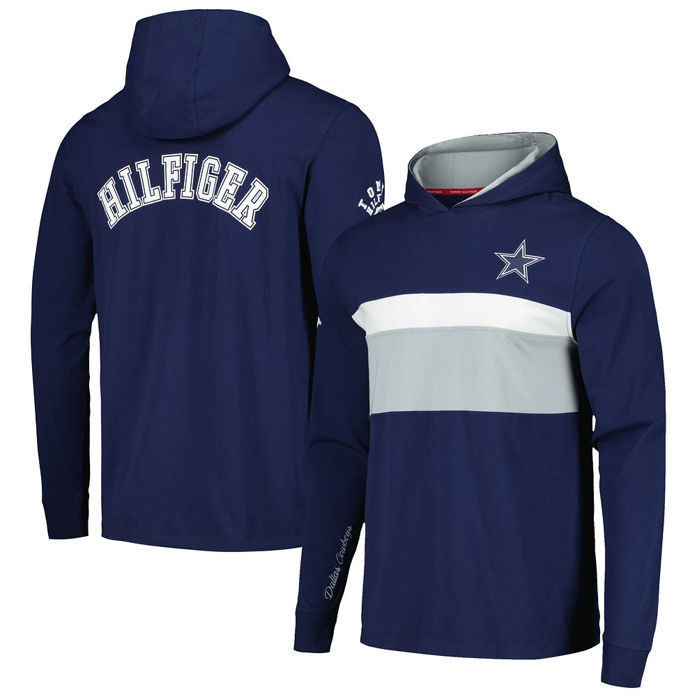 T-shirt à capuche manches longues Tommy Hilfiger bleu marine Dallas Cowboys Morgan pour hommes