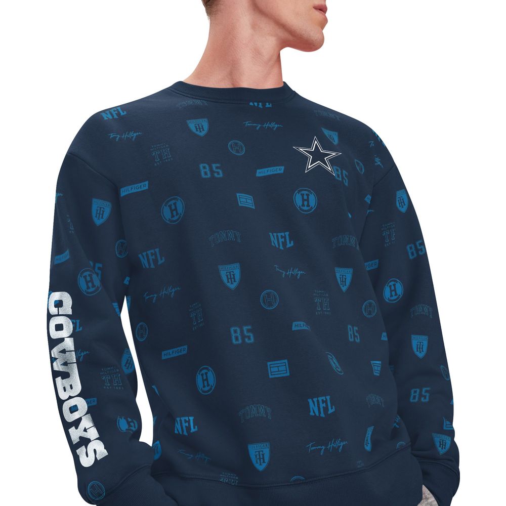 Men's Tommy Hilfiger Navy Dallas Cowboys Reid Graphic - Pullover Sweatshirt