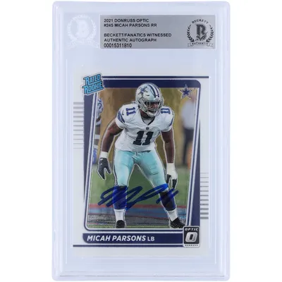 Micah Parsons Dallas Cowboys Autographed 2021 Panini Prizm Green Scope #382  #52/75 Beckett Fanatics Witnessed Authenticated Rookie Card