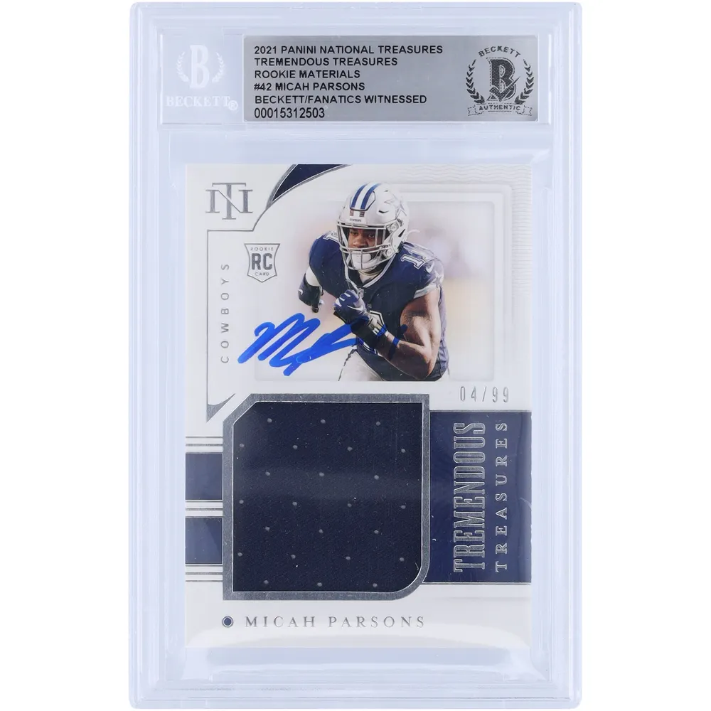 Lids Micah Parsons Dallas Cowboys Autographed 2021 Panini National  Treasures Tremendous Treasures Relic #TTR-MP #4/99 Beckett Fanatics  Witnessed Authenticated Rookie Card | Green Tree Mall