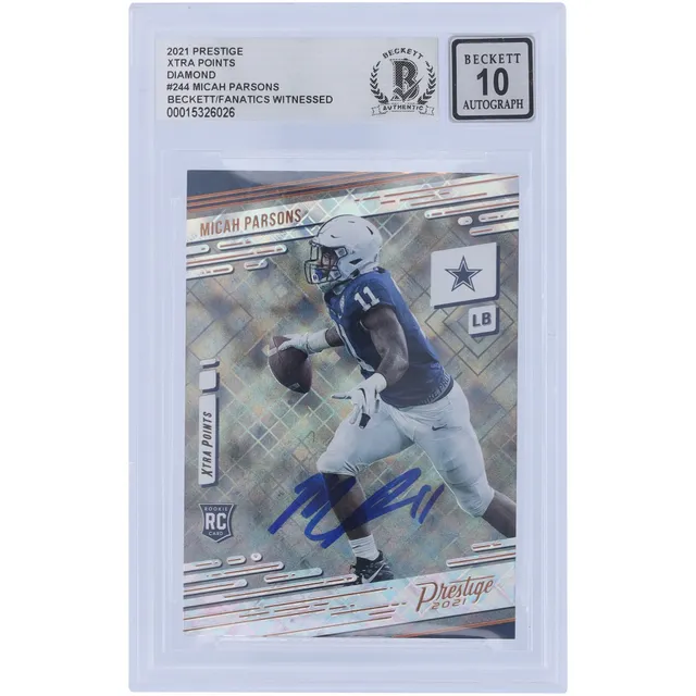 Micah Parsons Dallas Cowboys Autographed 2021 Panini Prizm Green Scope #382  Beckett Fanatics Witnessed Authenticated Rookie Card - #52/75