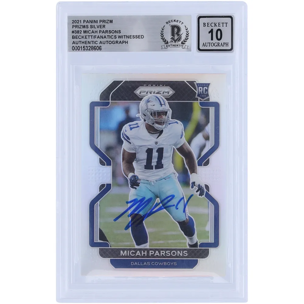 Lids Micah Parsons Dallas Cowboys Autographed 2021 Panini Prizm Silver #382  Beckett Fanatics Witnessed Authenticated 10 Rookie Card