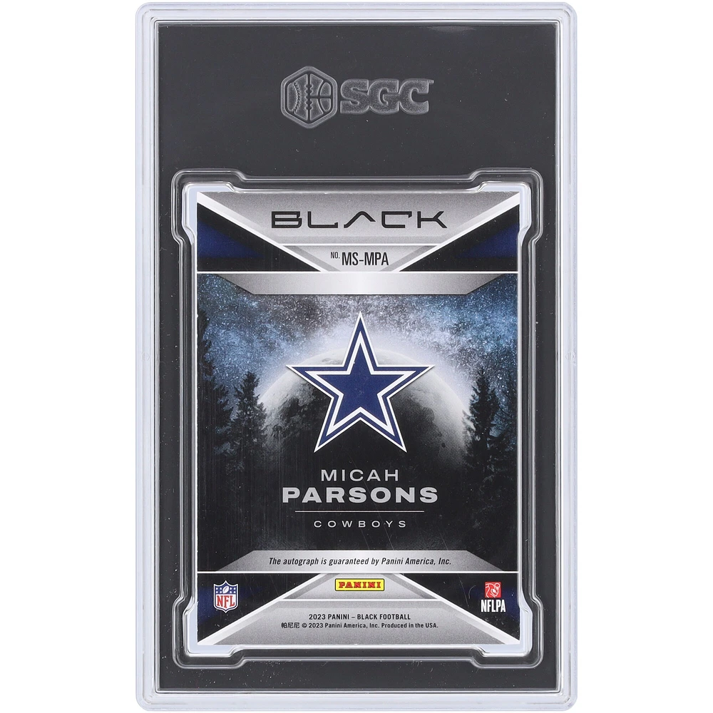 Micah Parsons Dallas Cowboys Autographed 2023 Panini Black Midnight Signatures #MS-MPA #72/99 SGC Authenticated 8.5 Card