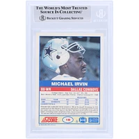 Michael Irvin Dallas Cowboys Autographed 1989 Score #18 Beckett Fanatics Witnessed Authenticated Rookie Card with "HOF 07" Inscription