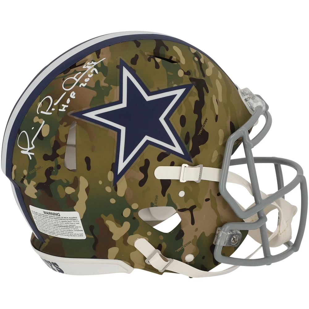 Michael Irvin Dallas Cowboys Autographed Riddell CAMO Alternate Speed Authentic Helmet with "HOF 2007" Inscription