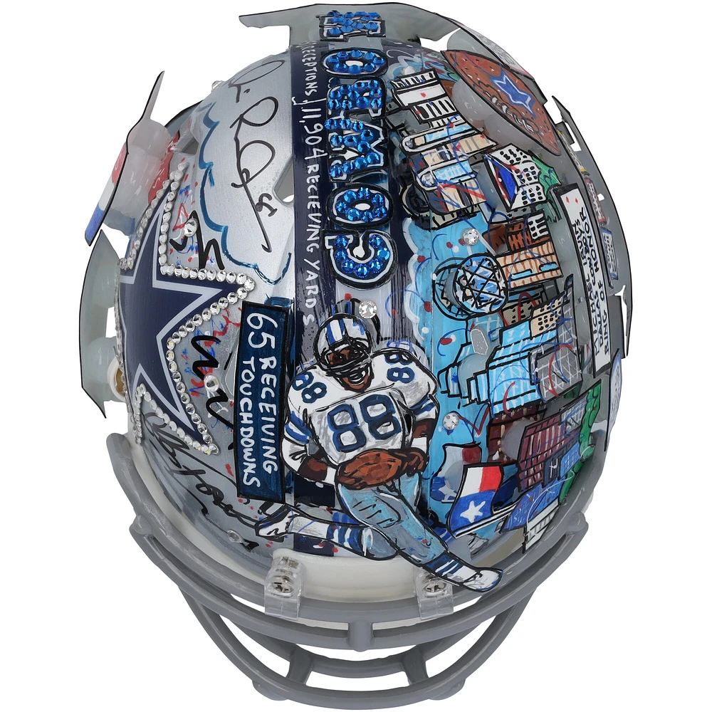 Michael Irvin Dallas Cowboys Autographed Riddell Speed Mini Helmet - Art by Charles Fazzino - WN55914918