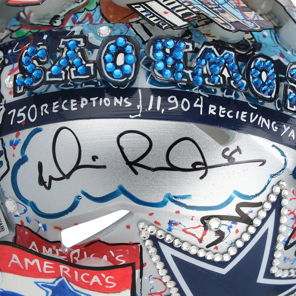 Michael Irvin Dallas Cowboys Autographed Riddell Speed Mini Helmet - Art by Charles Fazzino - WN55914918