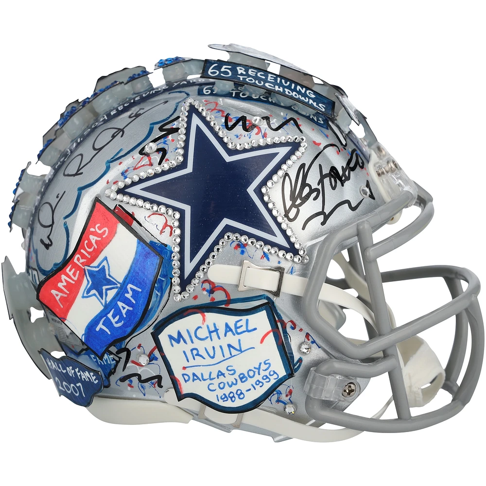 Michael Irvin Dallas Cowboys Autographed Riddell Speed Mini Helmet - Art by Charles Fazzino - WN55914918