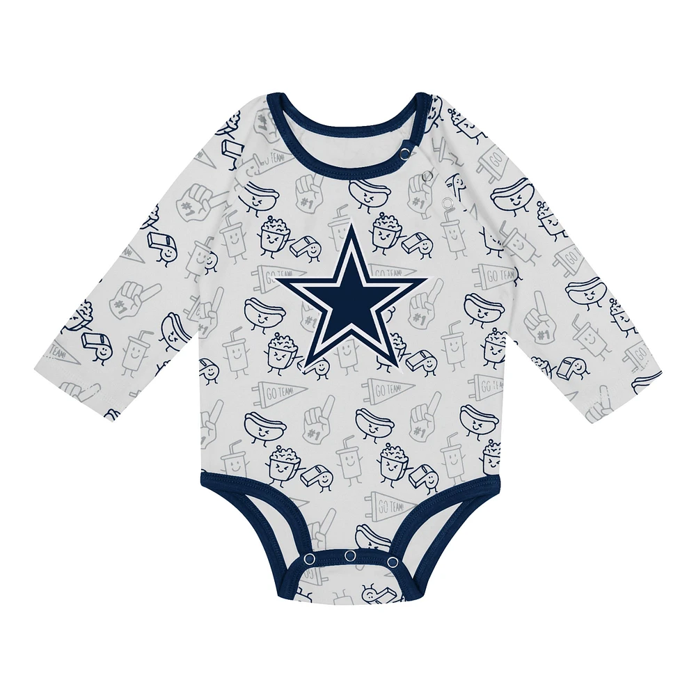 Newborn & Infant Dallas Cowboys Little Champ Long Sleeve Bodysuit, Pants Cuffed Knit Hat 3-Piece Set