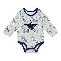 Newborn & Infant Dallas Cowboys Little Champ Long Sleeve Bodysuit, Pants Cuffed Knit Hat 3-Piece Set