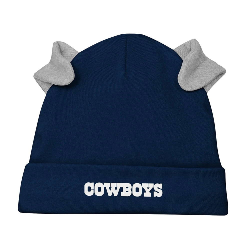 Newborn & Infant Dallas Cowboys Little Champ Long Sleeve Bodysuit, Pants Cuffed Knit Hat 3-Piece Set