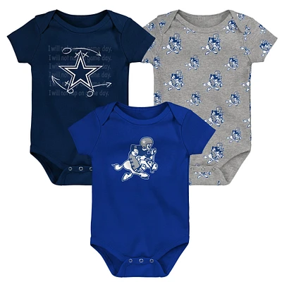 Ensemble de 3 bodys pour nouveau-nés et nourrissons Dallas Cowboys Team Starter