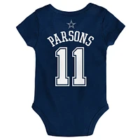 Nouveau-né et bébé Micah Parsons Navy Dallas Cowboys Mainliner Player Name & Number Body