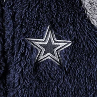 Newborn & Infant Navy/Gray Dallas Cowboys Game Nap Teddy Fleece Bunting Full-Zip Sleeper