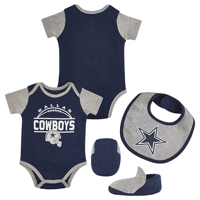 Newborn & Infant Navy Dallas Cowboys Home Field Advantage Three-Piece Bodysuit, Bib Booties Set