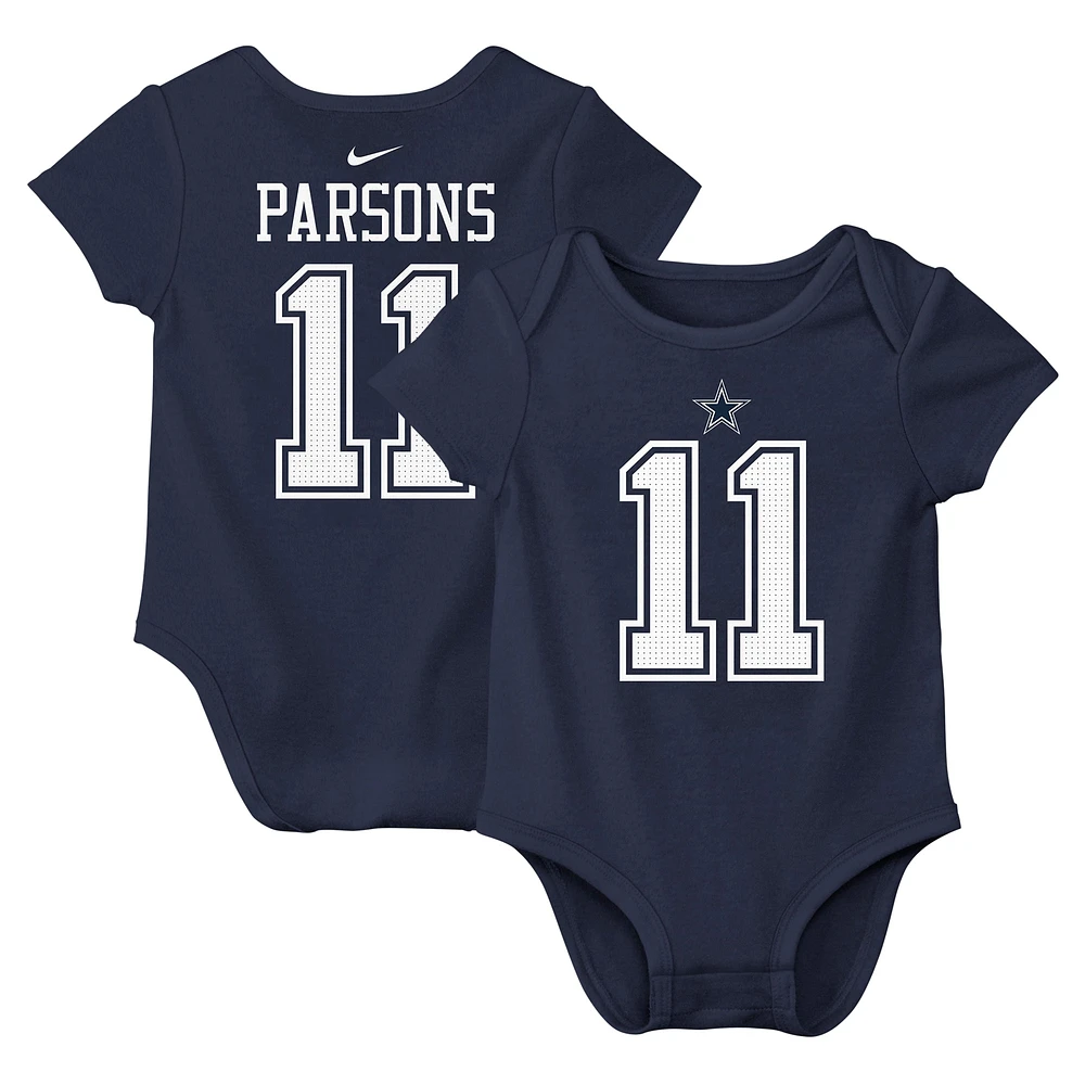 Body Nike Micah Parsons bleu marine avec nom et numéro de joueur des Cowboys Dallas pour nouveau-né bébé