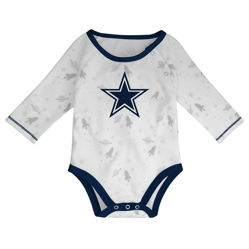 Nouveau-né et bébé blanc/bleu marine Dallas Cowboys Dream Team body pantalon chapeau ensemble