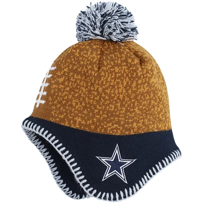 Bonnet en tricot marron avec pompon pour enfant d'âge préscolaire représentant un footballeur des Cowboys de Dallas