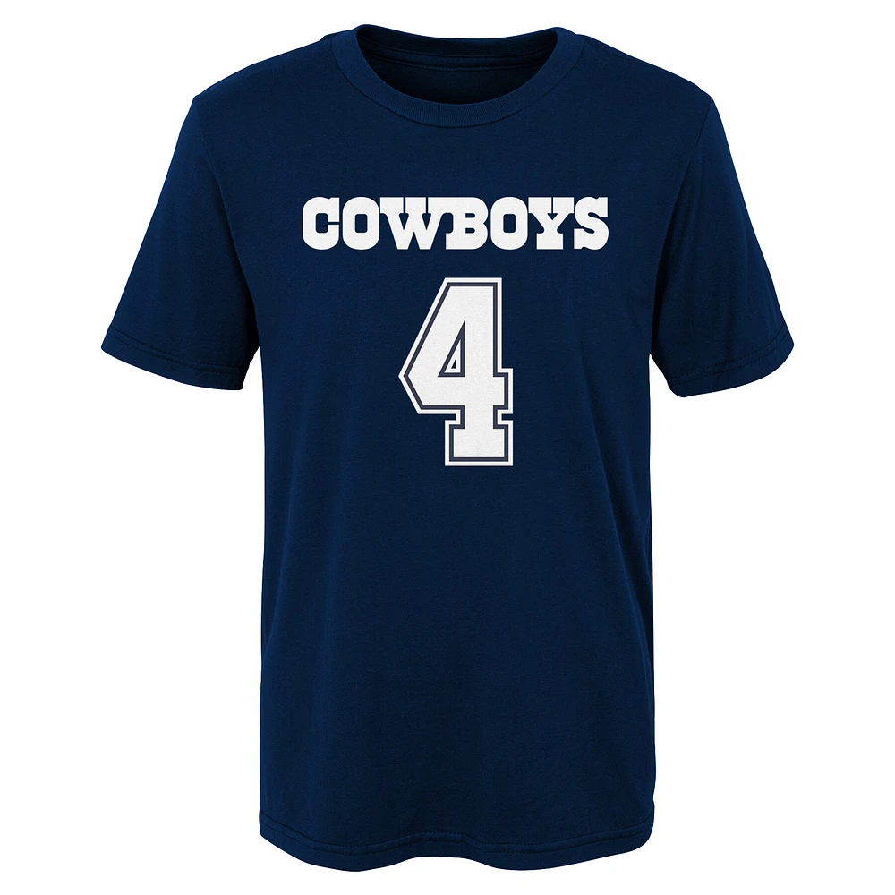 Préscolaire Dak Prescott Navy Dallas Cowboys Mainliner Nom et numéro du joueur T-shirt