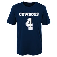 Préscolaire Dak Prescott Navy Dallas Cowboys Mainliner Nom et numéro du joueur T-shirt