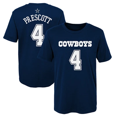 Préscolaire Dak Prescott Navy Dallas Cowboys Mainliner Nom et numéro du joueur T-shirt