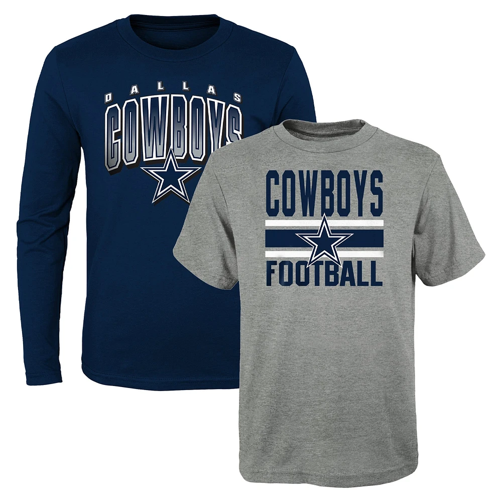 Preschool Heather Gray/Navy Dallas Cowboys Fan Fave T-Shirt Combo Set