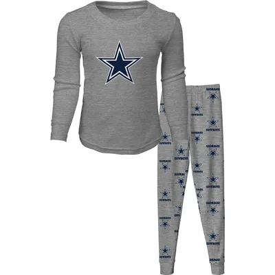 Dallas Cowboys Preschool Long Sleeve T-Shirt & Pants Sleep Set - Heathered Gray