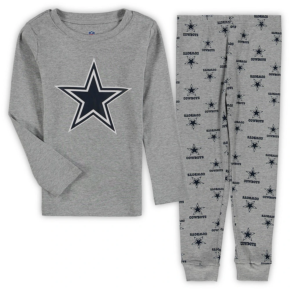 Ensemble de nuit préscolaire gris chiné Dallas Cowboys avec t-shirt et pantalon à manches longues