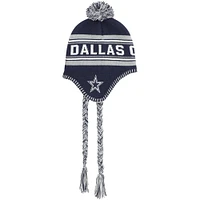 Bonnet en tricot à pompon en jacquard bleu marine Dallas Cowboys pour enfants d'âge préscolaire