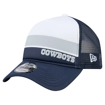 Casquette ajustable A-Frame Trucker 9FORTY Dallas Cowboys Sport Night Color Block de New Era pour enfants d'âge préscolaire, blanche/bleu marine