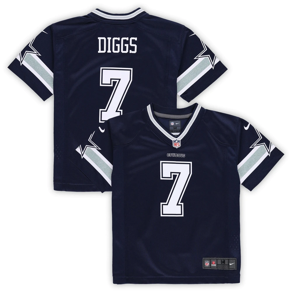 Maillot de match Nike Trevon Diggs bleu marine des Cowboys Dallas pour enfants d'âge préscolaire