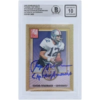 Roger Staubach Dallas Cowboys Autographed 2000 Donruss Elite Passing The Torch #PT-9 #/1500 Beckett Fanatics Witnessed Authenticated 10 Card with "Captain America" Inscription