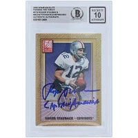 Roger Staubach Dallas Cowboys Autographed 2000 Donruss Elite Passing The Torch #PT-9 #/1500 Beckett Fanatics Witnessed Authenticated 10 Card with "Captain America" Inscription