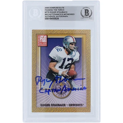 Roger Staubach Dallas Cowboys Autographed 2000 Donruss Elite Passing the Torch #PT-9 #/1500 Beckett Fanatics Witnessed Authenticated Card 