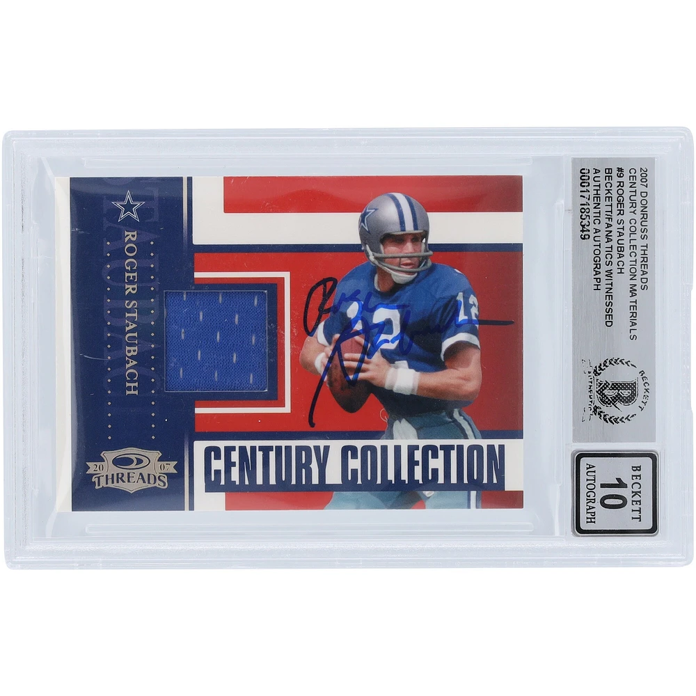Roger Staubach Dallas Cowboys Autographed 2007 Donruss Threads Century Collection Swatches Relic #CC-9 #/250 Beckett Fanatics Witnessed Authenticated 10 Card
