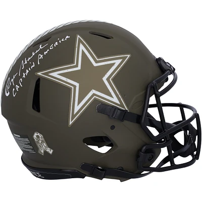 Roger Staubach Dallas Cowboys Autographed 2022 Salute to Service Speed Authentic Helmet with "Captain America" Inscription