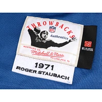 Roger Staubach Dallas Cowboys Autographed Blue Authentic Mitchell & Ness Jersey with "HOF 85" Inscription